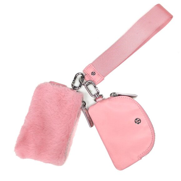 LULULEMON Dual Pouch Wristlet Flush Pink - Picture 1 of 15